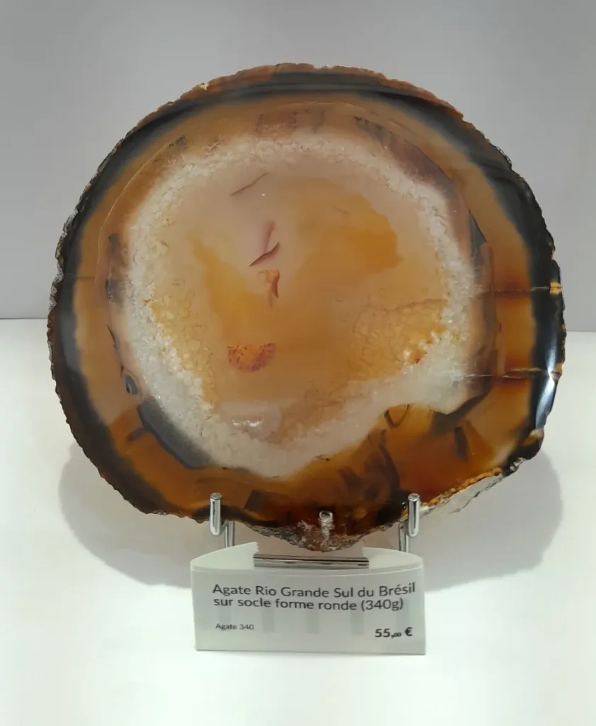 [Agate 340] Agate Rio Grande Sul du Brésil sur socle forme ronde (340g)