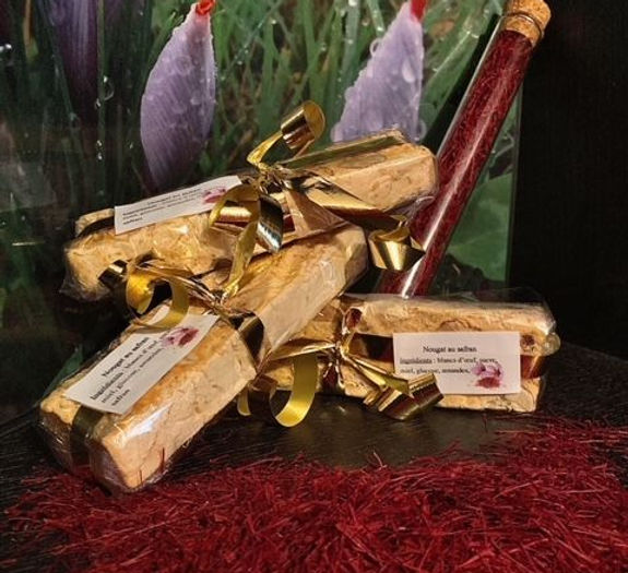 NOUGAT AU SAFRAN D'Alsace barre de 100g   Safran du Château