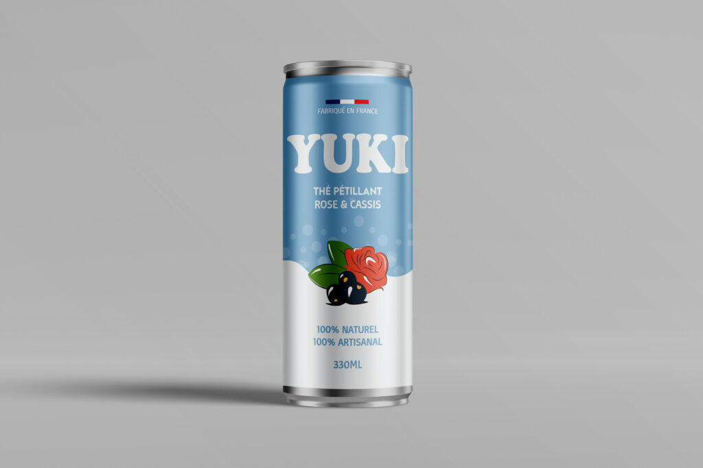 YUKI Thé Pétillant - Rose Cassis  33cl canette 