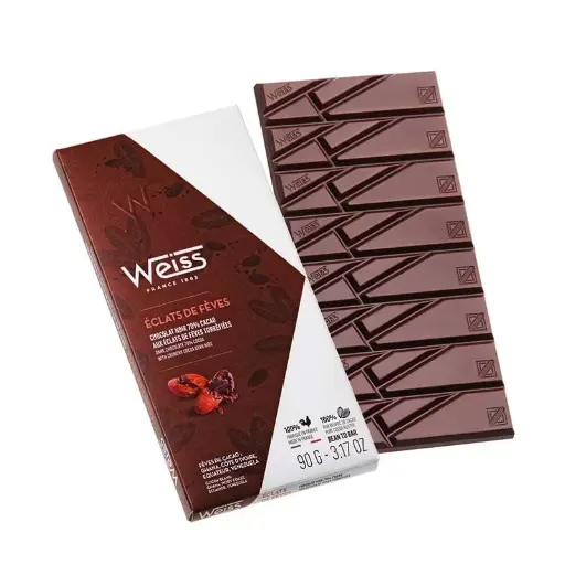 Tablette de chocolat noir - Éclats de Fève 70% - 90g Weiss